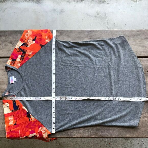 LuLaRoe Womens Top Size Large Randy Baseball Tee Orange Gray Navy Cream NEW - Picture 6 of 6